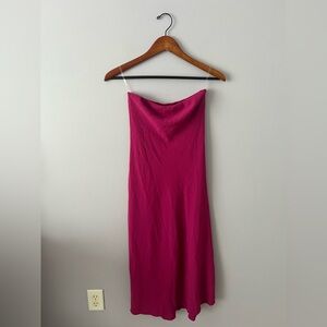 See You Monday Fuchsia Strapless Slip Dress